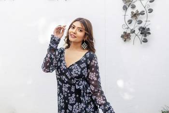 Black floral print georgette anghrakha 2