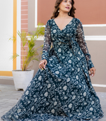 Green and cream waves georgette anghrakha