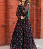 Black and red flower print anghrakha