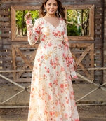 White georgette angharkha long kurti with crepe lining