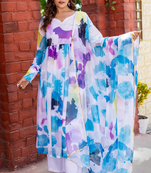 Pretty white georgette kurta set with dupatta