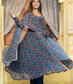 Georgette printed kurta set with pant & dupatta