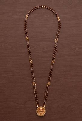 Maroon double line LONG necklace with Laxmi pendant and matching earrings one gram gold 4