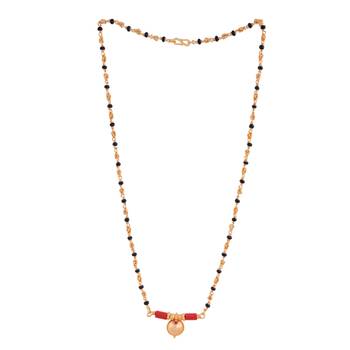 Golden mushti and black beads SHORT 20" mangalsutra with single vati one gram gold 3