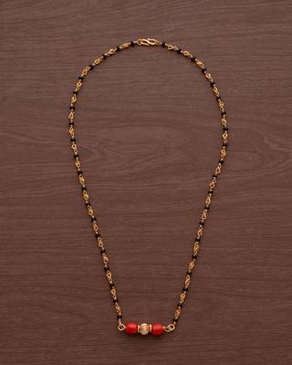 Golden mushti and black beads SHORT 20" mangalsutra with GSB vati one gram gold 2