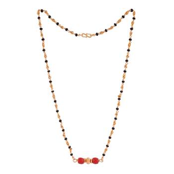 Golden mushti and black beads SHORT 20" mangalsutra with GSB vati one gram gold 3