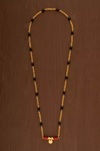 Golden and black beads mushti mangalsutra one gram gold