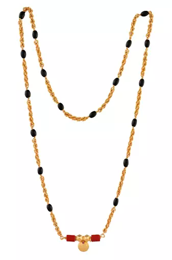 Golden and black beads mushti mangalsutra one gram gold