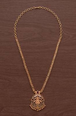 Laxmi pendant necklace with White and multi colour stones one gram gold 2