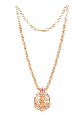 Laxmi pendant necklace with White and multi colour stones one gram gold 3