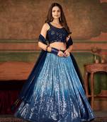 Sky With Blue Wedding Designer Nylon georgette Readymade Lehenga Choli