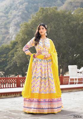 Partywear Designer Offwhite Dola Silk Anarkali suit with Dupatta 1