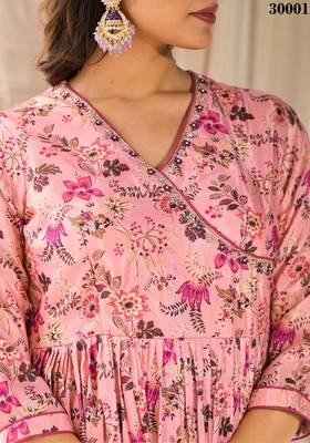 Light Pink Designer Stylish Rubi Silk Stitched Kurta, Pant and Dupatta set 5