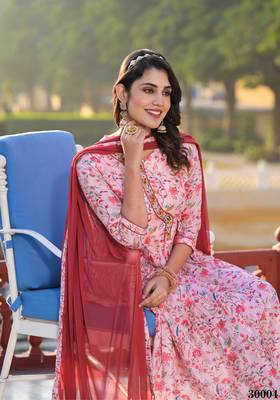 Pink Designer Stylish Rubi Silk Stitched Kurta, Pant and Dupatta set 4