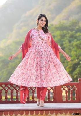 Pink Designer Stylish Rubi Silk Stitched Kurta, Pant and Dupatta set 5