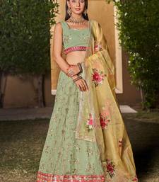 light green georgette embroidered semi stitched lehenga set choli with dupatta