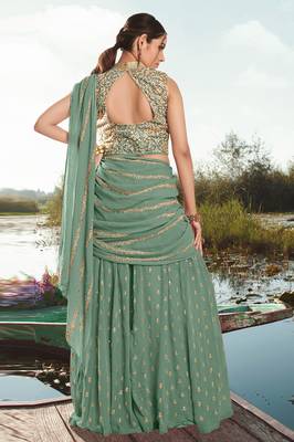 Sea Green Party Wear Palazzo Suit for Women 3
