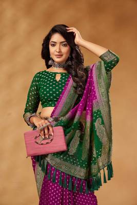 Green Rapier Pure Georgette Saree 1