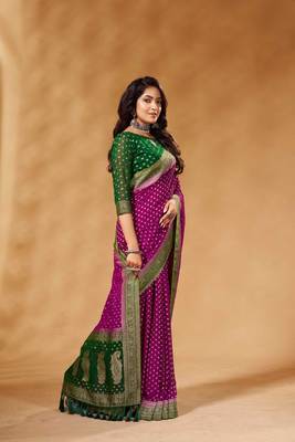 Green Rapier Pure Georgette Saree 3