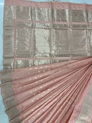 Peach Color Woven Traditional Designer Silk Saree 3