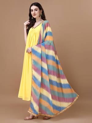 Yellow color lace work georgette alia cut flared kurti 3