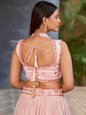 pink sequins art silk lehenga set choli with dupatta with dupatta 7