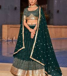 green sequins georgette lehenga set choli with dupatta