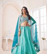 Sky Shibori Crepe Lehenga Choli set with Net Dupatta