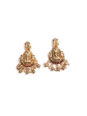 Gold plated kempu stone devi necklace set 4