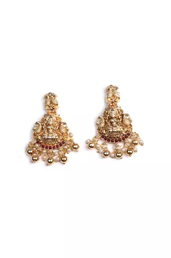Gold plated kempu stone devi necklace set