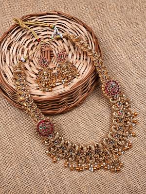 Green kempu stone temple necklace 2