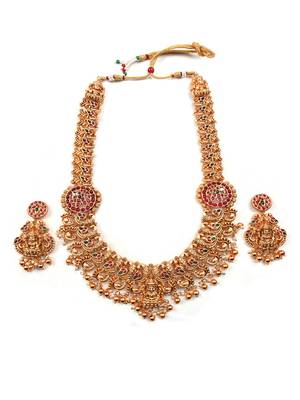 Green kempu stone temple necklace 3