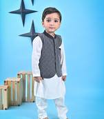White Kurta Chudidar Black Nehru Jacket