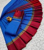 blue Colour trad Work Traditional fancy  Soft Silk saree with blouse