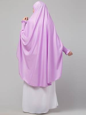 nazneen stretchable jersey jilbab khimar hijab with smoking sleeves – purple 2