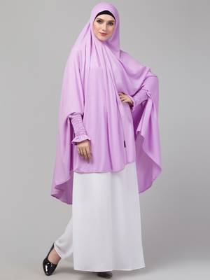 nazneen stretchable jersey jilbab khimar hijab with smoking sleeves – purple 6