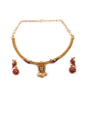 Gold plated tripuati temple chowker set 3