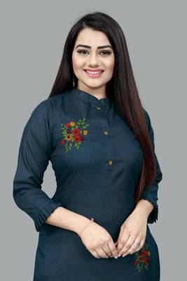 Blue Cotton Kurti 4
