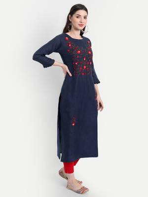 Royal Blue Cotton Kurti 1