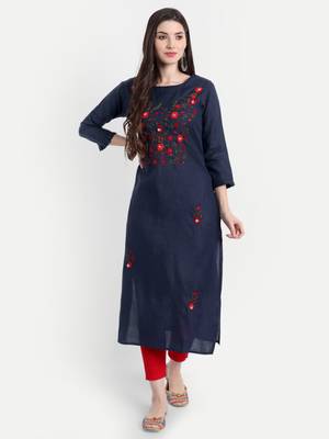 Royal Blue Cotton Kurti 2