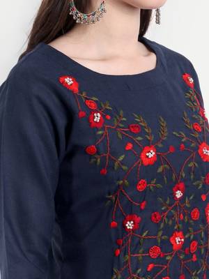 Royal Blue Cotton Kurti 3