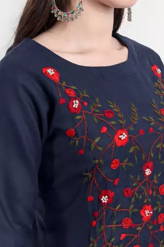 Royal Blue Cotton Kurti
