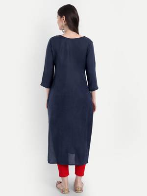 Royal Blue Cotton Kurti 4