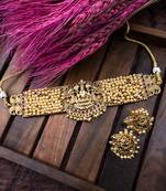 Gold plated laxmi white hydra beads choker set