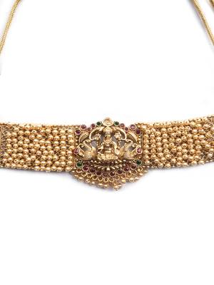 Gold plated laxmi white hydra beads choker set 3