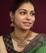 Unique gold plated gajanan gold hydra beads necklace set