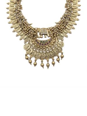 Unique gold plated gajanan gold hydra beads necklace set 3