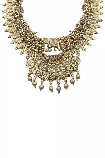 Unique gold plated gajanan gold hydra beads necklace set