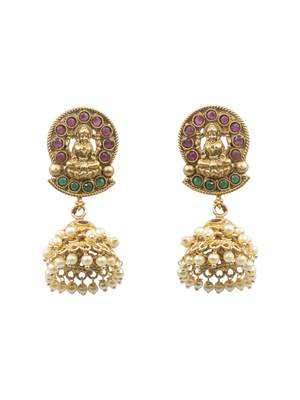 Unique gold plated gajanan white hydra beads necklace set 4