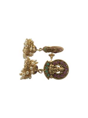 Unique gold plated gajanan white hydra beads necklace set 5